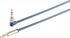 Home-Cinema 3,5mm Klinkenkabel 90° gewinkelt vergoldet CuZnNi chrom blau 3,0 m - 90° gewinkelt