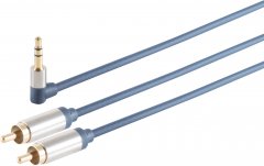 Home-Cinema 3,5mm Winkel-Klinkenstecker 90� auf 2x Cinch-Stecker vergoldet CuZnNi blau 0,75 m