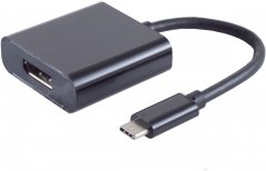 USB-C Adapter DisplayPort Buchse DP Alt Mode 4K 60Hz ABS vergoldet schwarz 10cm - Adapter 8-Pin auf