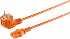 Schutzkontakt 90° - Kaltgerätebuchse, orange, 3m - Schutzkontaktstecker 90° (CEE 7/7, vergossen