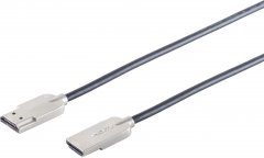 High Speed HDMI Kabel, UHD, ultra slim, 1,5m, schwarz - AWG 36, PVC, 4K2K (60Hz), 4:4 - HDCP 2.2