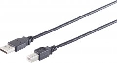 USB-A Adapterkabel, USB-B, 2.0, schwarz, 1m - USB-A Stecker auf USB-B Stecker, 480 Mbit/s, Hi-Speed