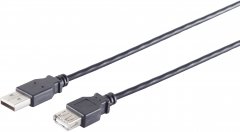USB-A Verl�ngerungskabel, 2.0, schwarz, 3m - USB-A Stecker auf USB-A Buchse, 480 Mbit/s, Hi-Speed