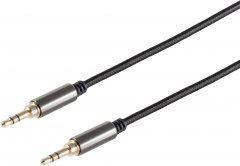 BlackCotton Klinkenkabel 3,5mm Stereo vergoldet AWG 28 2-fach Schirmung Textil Schwarz 2,5 m