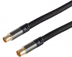 BlackCotton IEC Antennenkabel 4-fach Schirmung OFC 0,9mm DVB-T2 DVB-C2 vergoldet 5 m - DVB-T2