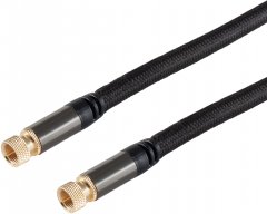 BlackCotton SAT Kabel F-Stecker 4-fach Schirmung OFC 0,9mm DVB-S2 DVB-C2 vergoldet 2,5 m - DVB-S2