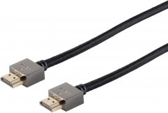 BlackCotton HDMI 2.0 Slim Kabel High Speed 18Gbit/s 4K2K ARC HDR10 Schwarz Textil 1,5 m - Premium