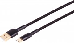 BlackCotton USB-A auf USB-C Adapterkabel USB 2.0 480Mbit/s Laden Textil Schwarz 1 m - USB-A auf