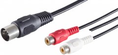 5-pol. DIN-Stecker - 2 Cinch-Kuppl./Masse 0,2m - 5-pol DIN-Stecker - 2 Cinchkupplungen, vergossen