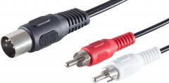 5-pol. DIN-Stecker - 2 Cinchstecker, 1&4, 1,5m - 5-pol DIN-Stecker - 2 Cinchstecker, vergossen, 1:4