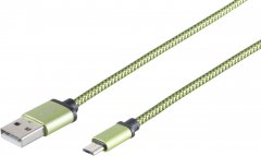 USB-A auf Micro-B Ladekabel USB 2.0 Nylon gr�n 0,9m Smartphone - USB Micro-B Ladekabel, USB 2.0