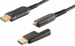 AOC HDMI 2.0 Verlegekabel-Set Glasfaser 4K 60Hz 18Gbit/s ablösbare Stecker Unterputz 100 m