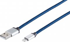 USB-A auf 8-Pin Ladekabel USB 2.0 Nylon blau 0,3m Smartphone - USB Micro-B Ladekabel, USB 2.0, 480