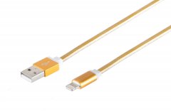 USB-A auf 8-Pin Ladekabel flach gold USB 2.0 0,9m Smartphone flaches Kabel - USB Micro-B Ladekabel,