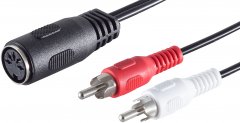 5-pol. DIN-Buchse - 2 Cinchstecker, 0,2m - 5-pol DIN-Stecker auf 2x Cinch-Kupplung, vergossen