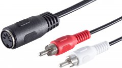 5-pol. DIN-Kupplung - 2 Cinch-Stecker, 0,2m - 5-pol DIN-Kupplung auf 2x Cinch-Stecker, vergossen