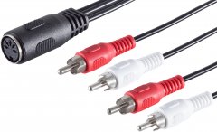 5-pol. DIN-Kupplung - 4 Cinch-Stecker, 0,2m - 5-pol DIN-Kupplung auf 4x Cinch-Stecker, vergossen