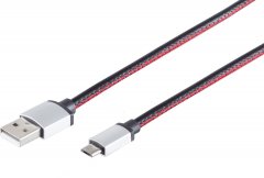 USB-A auf Micro-B Ladekabel USB 2.0 Leder schwarz 0,9m Smartphone - USB Micro-B Ladekabel, USB 2.0,