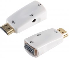 HDMI-A Adapter, VGA Buchse, 1080p, wei� - HDMI-A Stecker auf VGA Buchse und 3.5mm Klinke Buchse