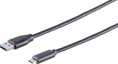 USB-A Adapterkabel USB-C 3.0 SuperSpeed 5Gbps 56k? schwarz 3m vernickelt - USB-A auf USB-C, 3.0