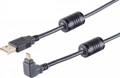 USB-A Winkelkabel, Micro-B, 2.0, 90� oben, 1m - USB-A Stecker auf Micro-B Stecker, 90� Winkel, 480