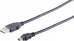 USB-A auf Mini-B Kabel USB 2.0 480 Mbps Daten Laden PVC schwarz 3m - USB-A auf Mini-B, USB 2.0, 480