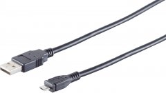 USB-A auf Micro-B Kabel USB 2.0 480 Mbps Daten Laden PVC schwarz 3m - USB-A auf Micro-B, Ladekabel,