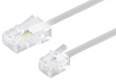 Telefonkabel Western-Stecker 8/4 Western-Stecker 6/4 (ISDN) 6 m wei� - Western 8/4 auf Western 6/4