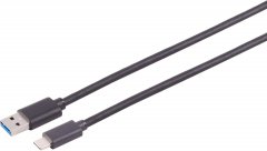 USB-A auf USB-C Kabel USB 3.0 5 Gbps SuperSpeed Laden Daten PVC schwarz 1m - Laden und