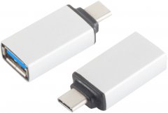 USB-C Adapter USB-A Buchse USB 3.0 SuperSpeed 5Gbps 56k? Metall silber vergossen - Adapter 8-Pin