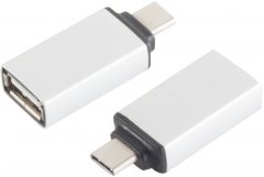 USB-C Adapter USB-A Buchse USB 2.0 Hi-Speed 480Mbit/s 56k? Metall silber vergossen - Adapter 8-Pin