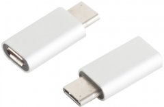 USB-C Adapter Micro-B Buchse USB 2.0 Hi-Speed 480Mbit/s 56k? Metall silber - Adapter 8-Pin auf 3,5mm