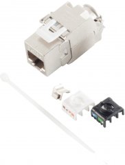 RJ-45 Keystone, Cat. 6A, 180�, STP, werkzeuglos - Bronze, Schneidklemme \(LSA\) auf RJ-45 Buchse