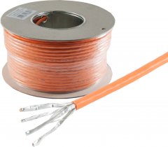 Cat. 7 Verlegekabel, S/FTP, Basic, orange, 25m - LSZH \(Halogenfrei\), 600MHz, 10Gbit/s, AWG 24/1