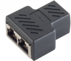 RJ-45 Y-Splitter, STP, PVC, schwarz - RJ-45 Buchse auf 2x RJ-45 Buchse, Gem�� TIA/EIA 568-C.2