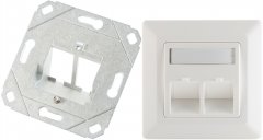 Keystone Tr�gerrahmen, 2-fach, AG, 80x80mm, Set, wei� - Geeignet f�r 2 Keystone Module, 80 x 80mm
