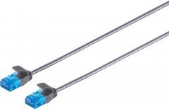 Patchkabel Cat. 6 slim, U/UTP, schwarz, 0,3m - PVC, RJ-45 Stecker auf RJ-45 Stecker, 250 MHz