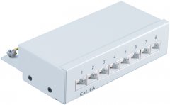 Patchpanel Cat.6A, 8-Port, lichtgrau, RJ-45, Netzwerkschrank - Patchpanel Cat.6A, 8-Port, 19