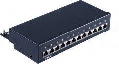 Patchpanel Cat.6, 12-Port, schwarz, RJ-45, Netzwerkschrank - Patchpanel Cat.6, 12-Port, 19