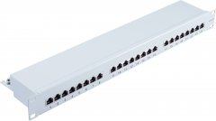Patchpanel Cat.6, 24-Port, lichtgrau, RJ-45, Netzwerkschrank - Patchpanel Cat.6, 24-Port, 19