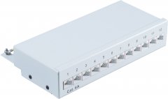 Patchpanel Cat.6A, 12-Port, lichtgrau, RJ-45, Netzwerkschrank - Patchpanel Cat.6A, 12-Port, 19