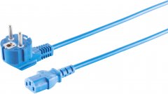 Schutzkontakt 90° - Kaltgerätebuchse, blau, 1,8m - Schutzkontaktstecker 90° (CEE 7/7, vergossen