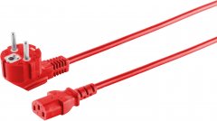 Schutzkontakt 90� - Kaltger�tebuchse, rot, 3m - Schutzkontaktstecker 90� \(CEE 7/7, vergossen, 1mm�