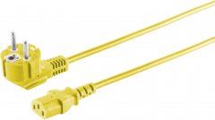 Schutzkontakt 90� - Kaltger�tebuchse, gelb, 5m - Schutzkontaktstecker 90� (CEE 7/7, vergossen, 1mm�