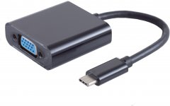 USB-C Adapter VGA Buchse DP Alt Mode 1920x1080 60Hz ABS vergoldet schwarz 10cm - Adapter 8-Pin auf