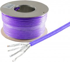 Cat. 7A Verlegekabel, S/FTP, LSZH, lila, 100m - ALU Folie kaschiert PIMF (100% dicht), 10GBASE-T, 60