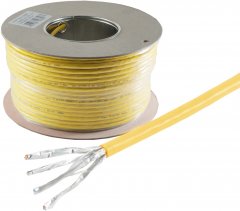 Cat. 7A+ Verlegekabel, S/FTP, LSZH, gelb, 500m - ALU Folie kaschiert PIMF (100% dicht), 2000 MHz