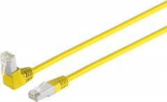 Patchkabel cat 6 S/FTP PIMF 90°-gerade gelb 1,0m - Winkel RJ45 Stecker - Gerade RJ45 Stecker