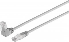 Patchkabel cat 6 S/FTP PIMF 90°-gerade 3,0m, grau - Winkel RJ45 Stecker - Gerade RJ45 Stecker
