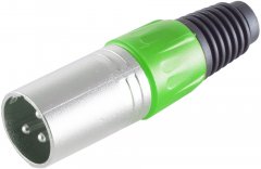 XLR Stecker 3-polig gerade l�tbar gr�n Cannon Mikrofon - XLR Stecker 3-polig, l�tbar, Mikrofon PA